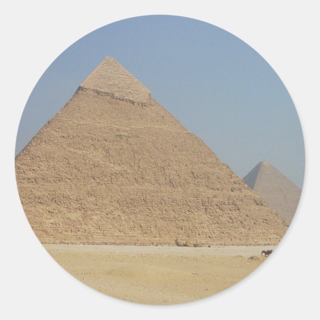khafre's pyramid classic round sticker (Front)
