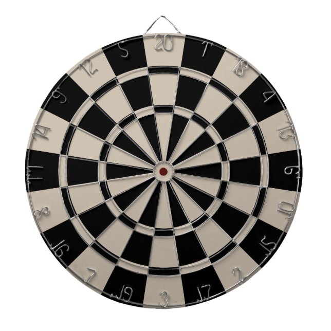 Khaki And Black Dartboard With Darts (Front)