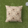 Khaki and Brown Hibiscus Flower Outdoor Pillow