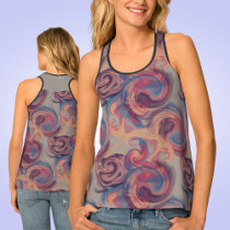 Khaki and Colorful Swirling Watercolor Tank Top