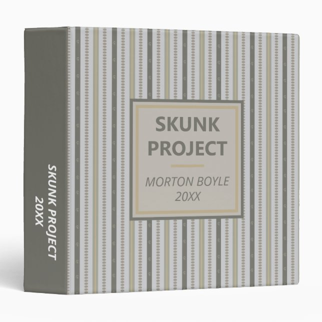 Khaki and Gray Striped Project 3 Ring Binder (Front/Spine)