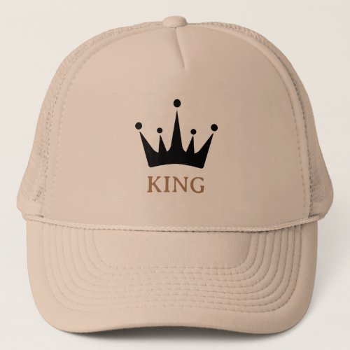 Khaki and Khaki KING Text Crown Image Trucker Hat