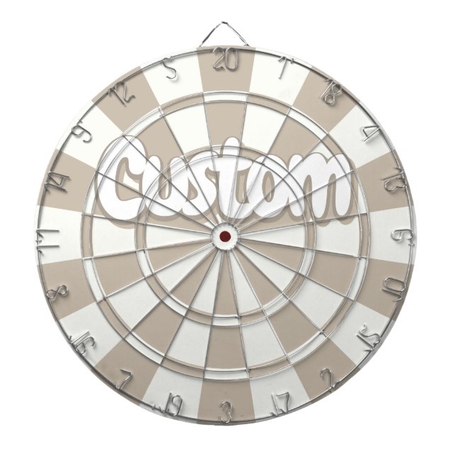 Khaki And White Editable Custom Text  Dart Board (Front)