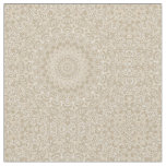 Khaki and White Ornamental Mandala Pattern Fabric