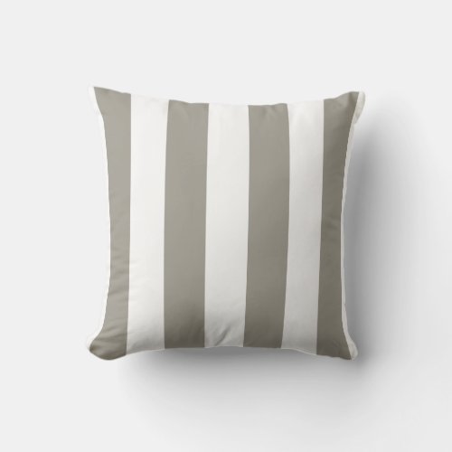 Khaki and White Striped Throw Pillow