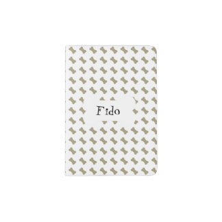 khaki Beige Dog Bones On Bright White Background Passport Holder