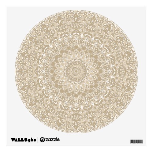 Khaki Beige Mandala Kaleidoscope Medallion Flower Wall Decal