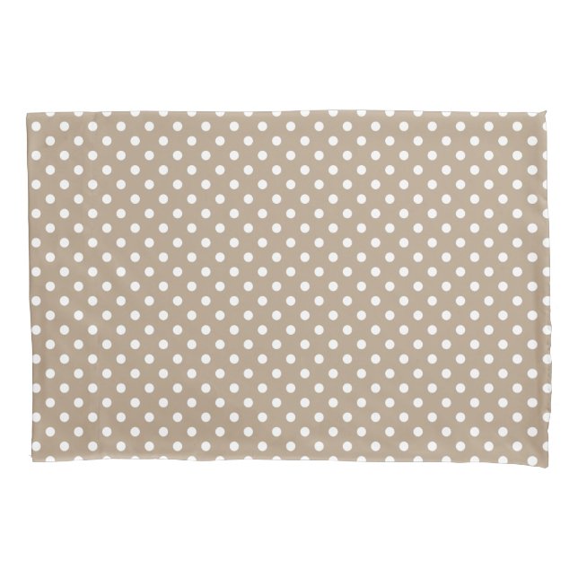 Khaki beige polka dots pattern pillowcase cover (Front)