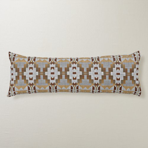 Khaki Beige Taupe Dark Brown Gray Tribal Art Body Pillow
