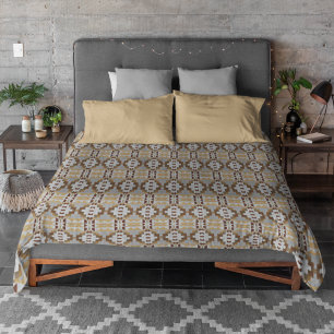 Khaki Beige Taupe Dark Brown Gray Tribal Art Duvet Cover