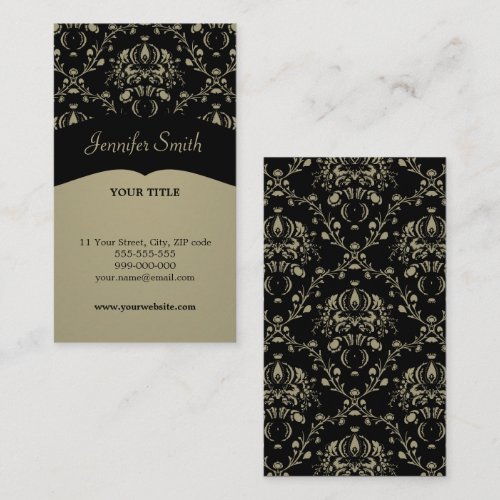 Khaki / Black Damask business card