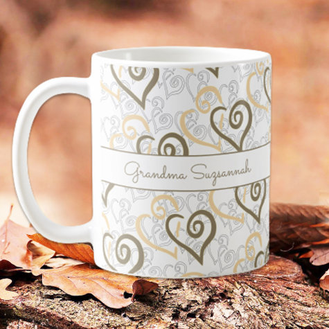 Khaki Brown Linked Heart Art Custom 