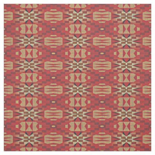 Khaki Brown Orange Red Taupe Beige Ethnic Look Fabric