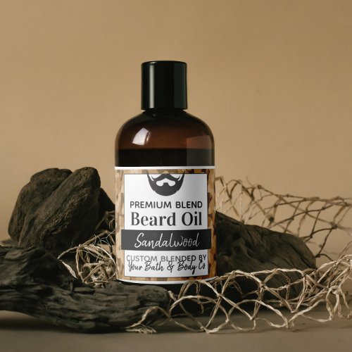 Khaki Camouflage Beard Oil Labels With Ingredients