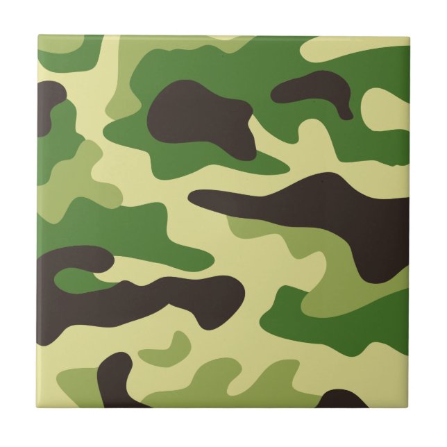 Khaki camouflage pattern ceramic tile (Front)