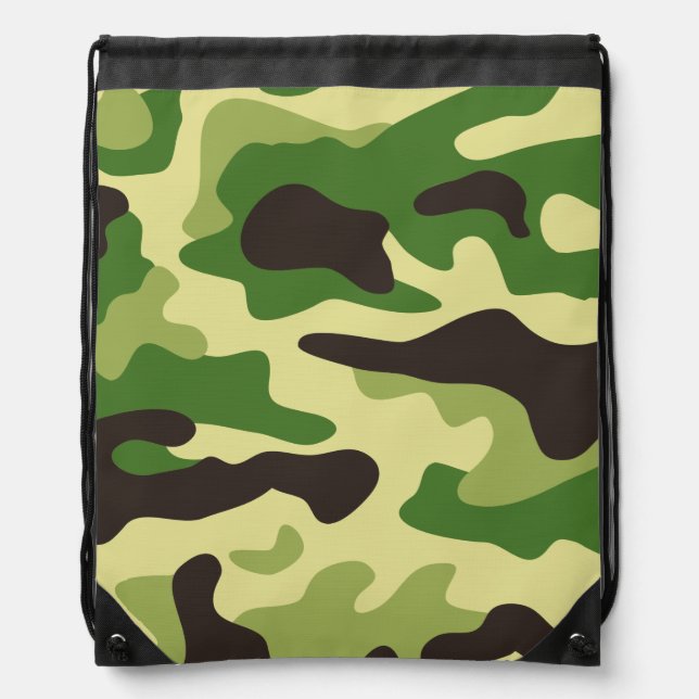 Khaki camouflage pattern drawstring bag (Front)