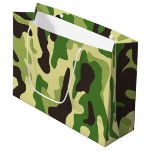 Khaki camouflage pattern large gift bag