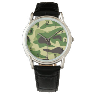 Khaki camouflage pattern watch