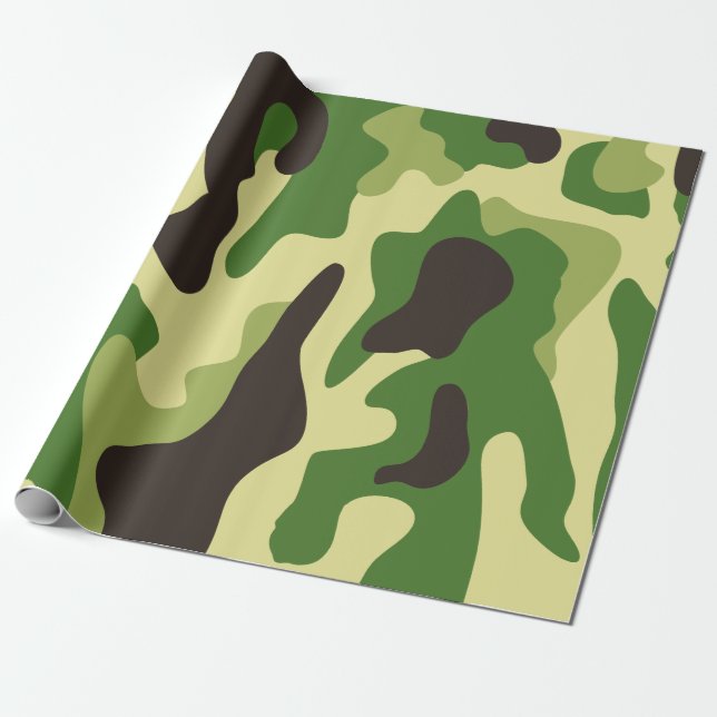 Khaki camouflage pattern wrapping paper (Unrolled)