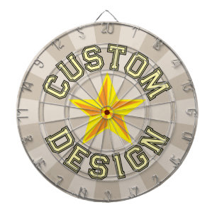 Khaki Color and Yellow Star Custom Design Text Dart Board
