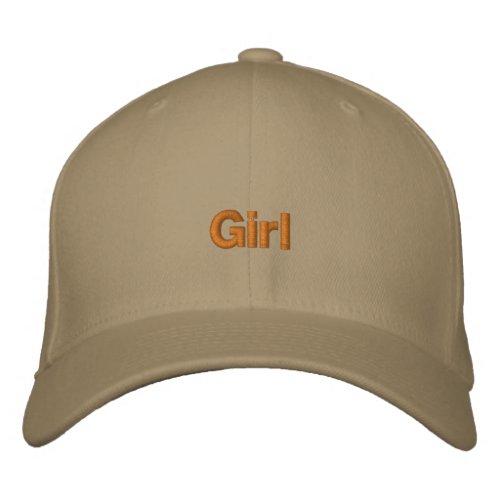 Khaki Color Flexfit Wool Girl Text Womens Embroidered Baseball Cap