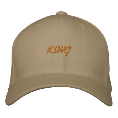 Khaki Color King Text With Basic Flexfit Wool  Embroidered Baseball Ca