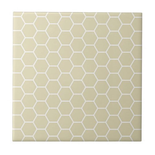 Khaki Cream Colored Hexagon Honeycomb Pattern Ceramic Tile