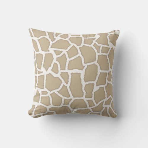 Khaki Giraffe Animal Print Throw Pillow