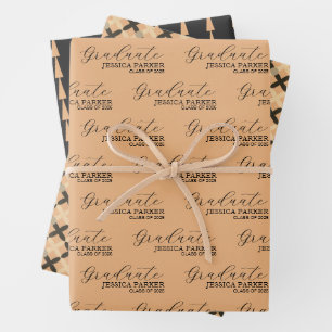 Khaki Graduate Calligraphy Typography Script Wrapping Paper Sheets