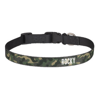 Khaki green army military camouflage pet collar