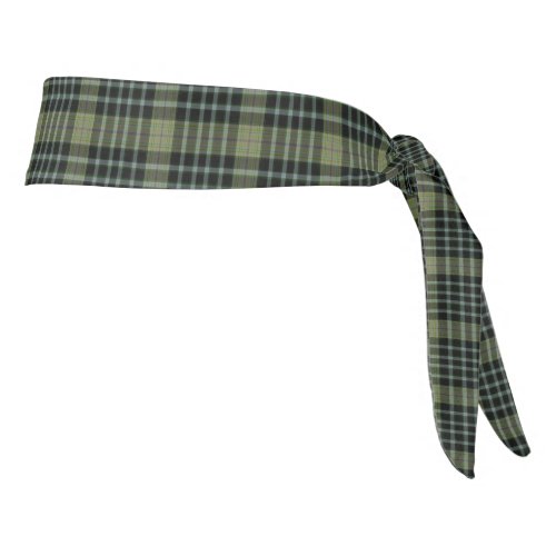 Khaki Green Black White Tartan Plaid Tie Headband
