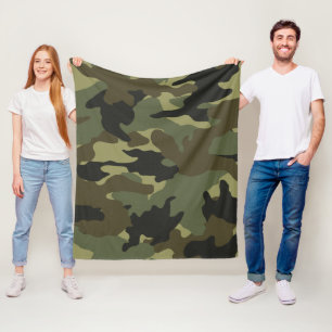 Khaki Green Camo Military Custom Fleece Blankets