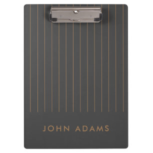 Khaki Green Gold Stripe Personalized Classic Clipboard