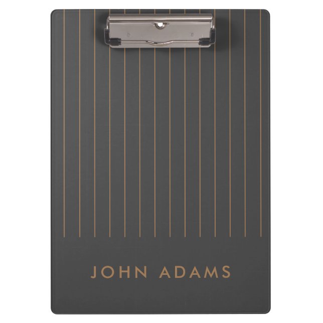 Khaki Green Gold Stripe Personalized Classic Clipboard (Front)