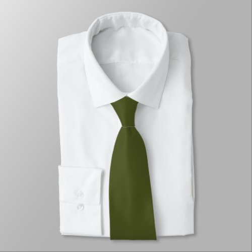 Khaki Green Hidden Initials Solid Color Neck Tie