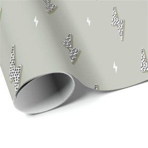 Khaki green lighting thunderbolt electric simple wrapping paper