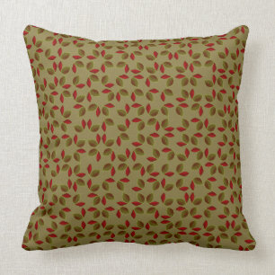 Khaki Green Small Leaf Print Indoor Pillow 20x20