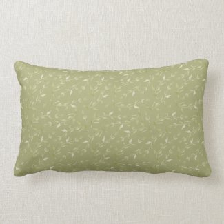 Khaki Green Tiny Leaf Print Lumbar Throw Pillow