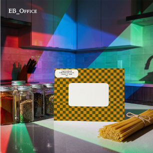 Khaki Green, Yellow Checkered Return Address Envelope