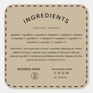 Khaki Ingredient Direction With Logo Product Label