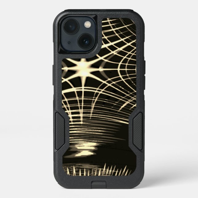 Khaki lines that are repeated in wave and crossed otterbox iPhone case (Back)
