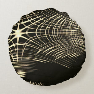 Khaki lines that are repeated in wave and crossed round pillow