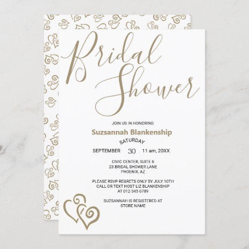 Khaki Linked Hearts Bridal Shower Template