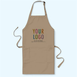 Khaki Long Apron Custom Business Logo Personalized