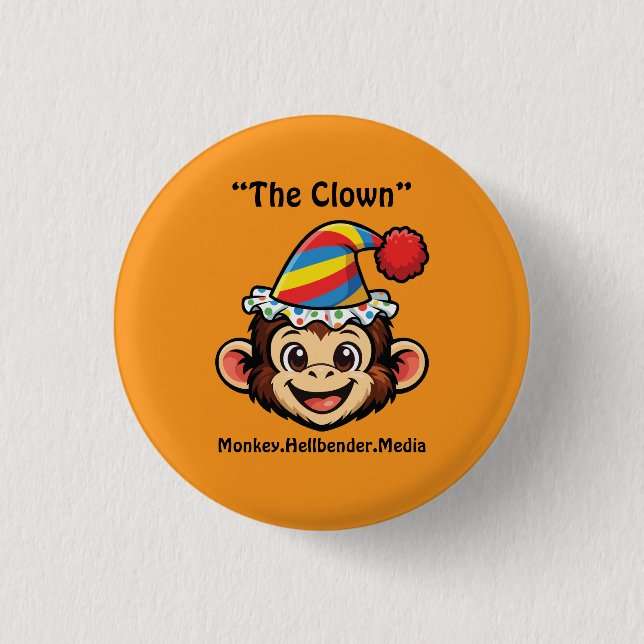 Khaki Macaque Monkey Button - The Clown (Front)