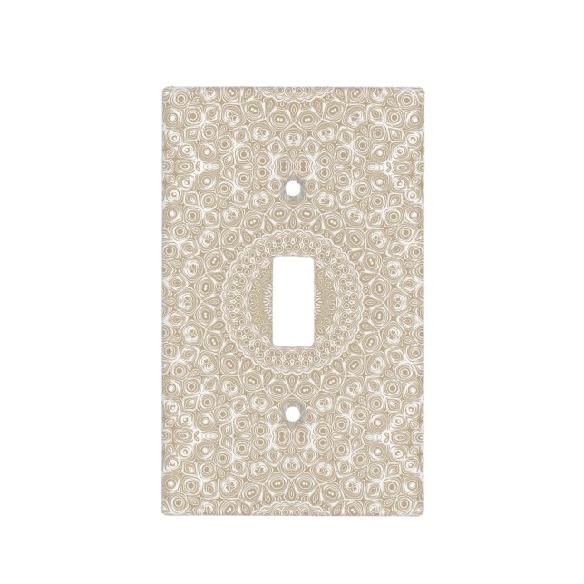 Khaki Mandala Geometric Pattern Light Switch Cover (Front)