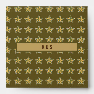 Khaki Military Stars Pattern Envelope