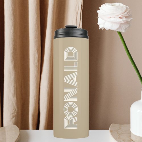 Khaki Modern Typography Groomsman Thermal Tumbler