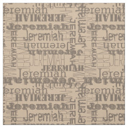 Khaki Mushroom Modern Name Collage Fabric