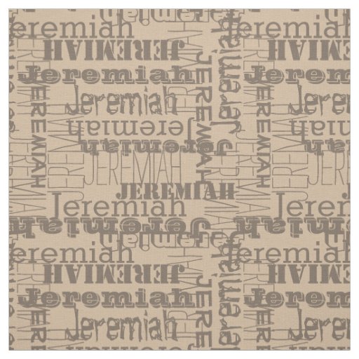 Khaki Mushroom Modern Name Collage Fabric